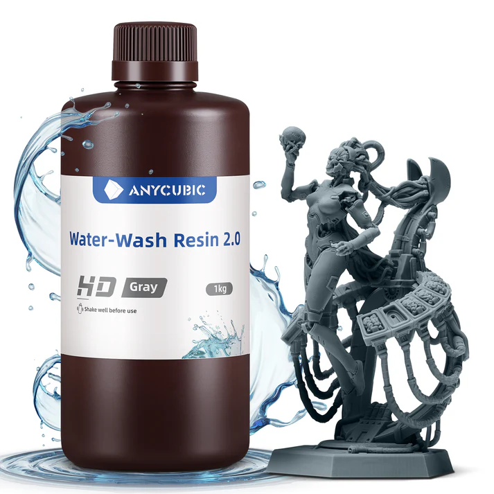 Anycubic Water Washable 2.0 HD Grey 1kg - Łatwe czyszczenie wodą