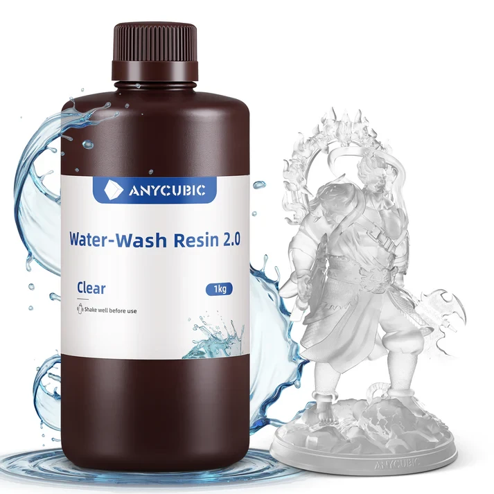 Żywica Anycubic Water Washable 2.0 Clear 1 kg - Łatwe czyszczenie wodą