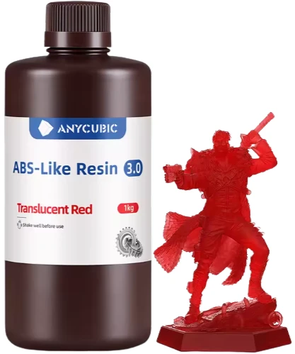 Żywica-UV-Anycubic-ABS-Like-3.0-Translucent-Red-Czerwony-1kg-Do-Drukarki-3D-miniatura
