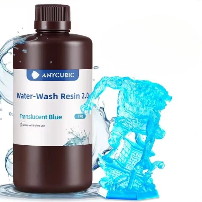 Anycubic Water Washable 2.0 Translucent Blue 1kg - Łatwe czyszczenie wodą
