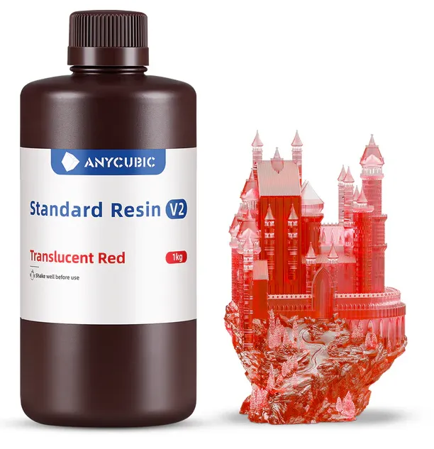 Anycubic Standard V2 Translucent Red 1kg - Większa wytrzymałość mechaniczna
