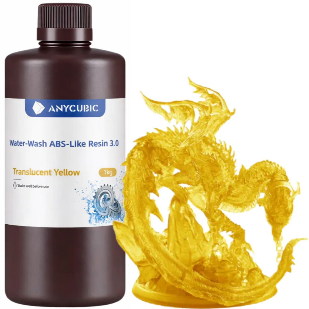 Anycubic Water-Washable ABS-Like 3.0 Translucent Yellow 1kg Łatwa obróbka i czystszy post-processing