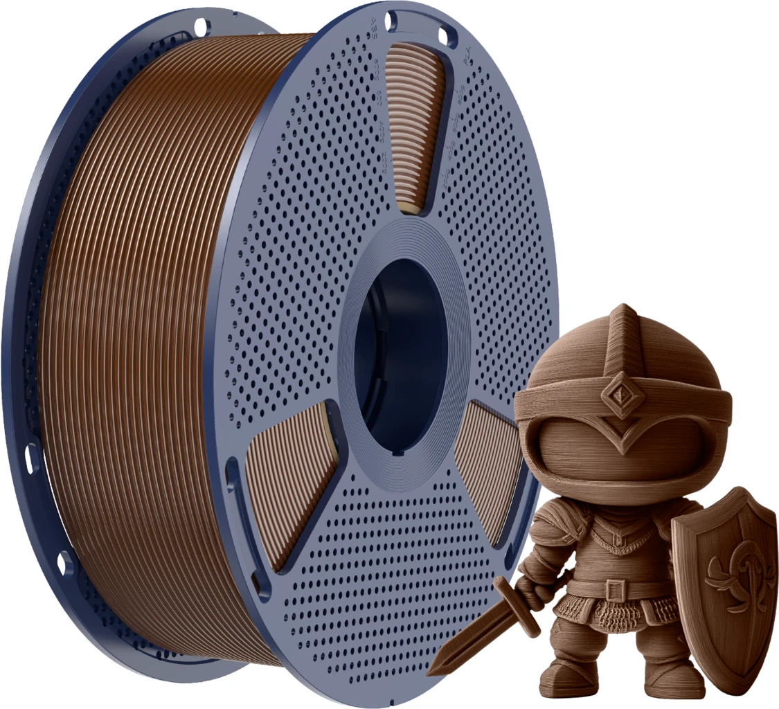Filament Sunlu PLA+ 2.0 Coffee Brown Wysoka wytrzymałość – odporny na uderzenia i naprężenia, idealny do trwałych wydruków 3D.