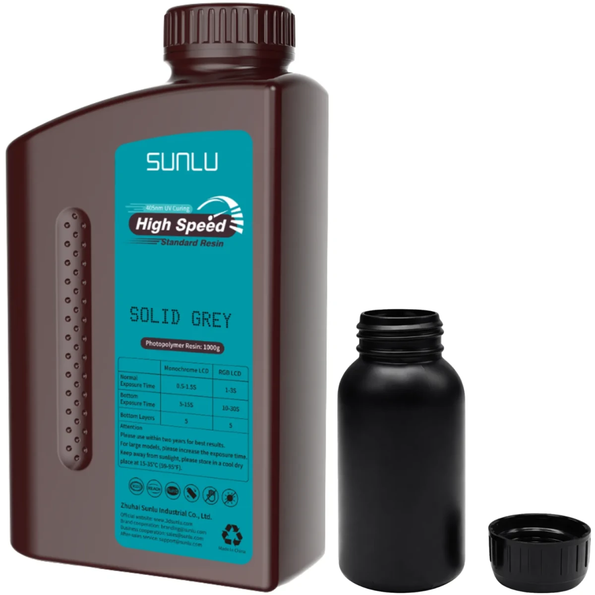Żywica Sunlu High Speed Standard Grey 0,1kg do drukarki 3D LCD DLP – szybkoschnąca żywica UV o wysokiej precyzji i niskiej lepkości.