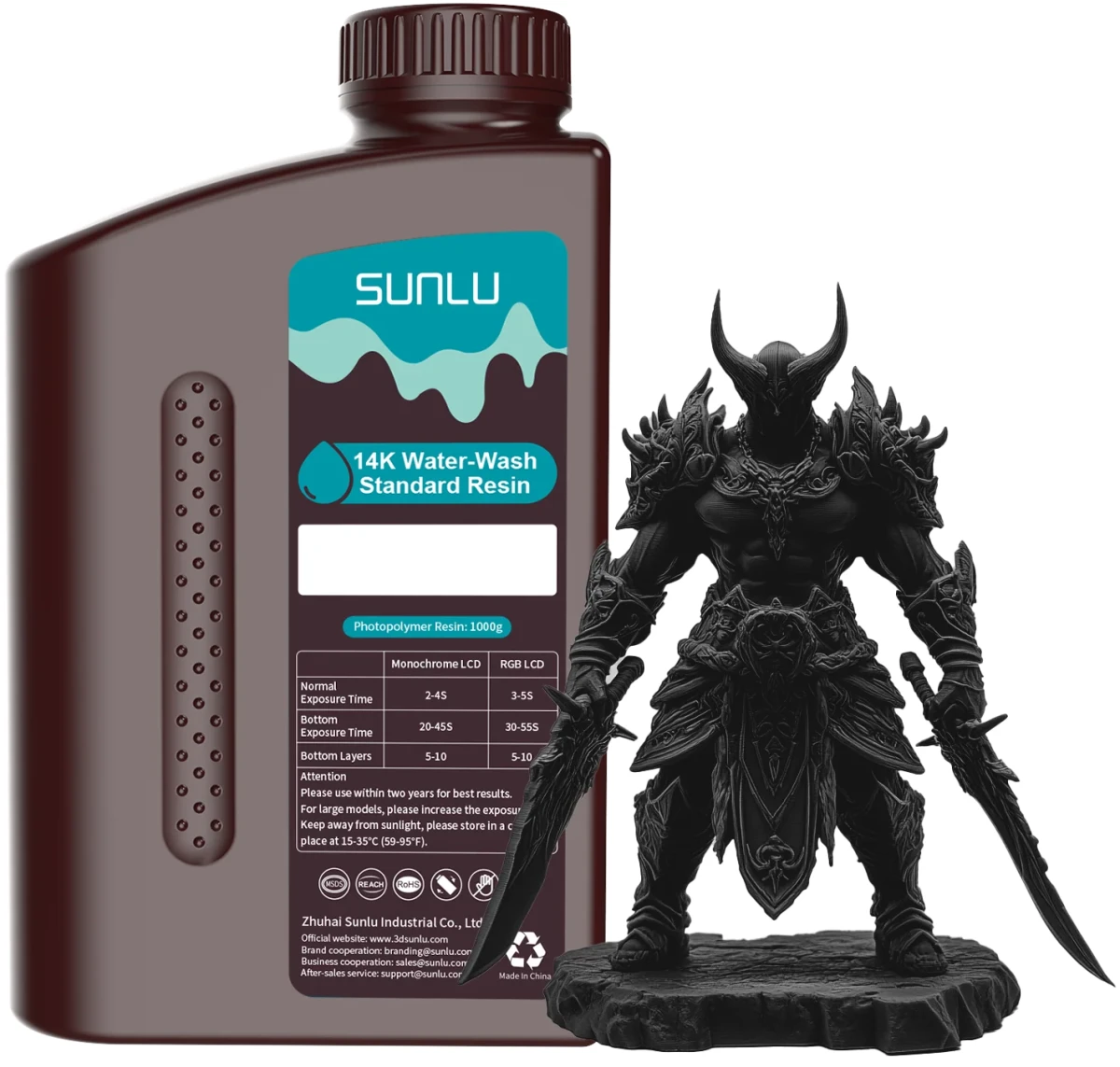 Sunlu 14K Water Washable Black 1kg - Mycie wodą bez użycia IPA