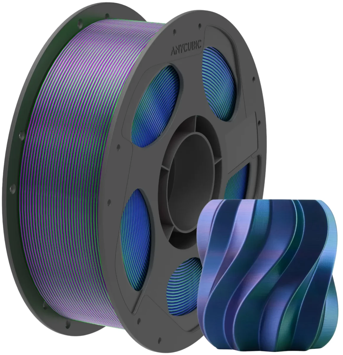 Filament Anycubic PLA Silk Tri-Color Blue-Green-Purple 1kg z efektem gradientu kolorów