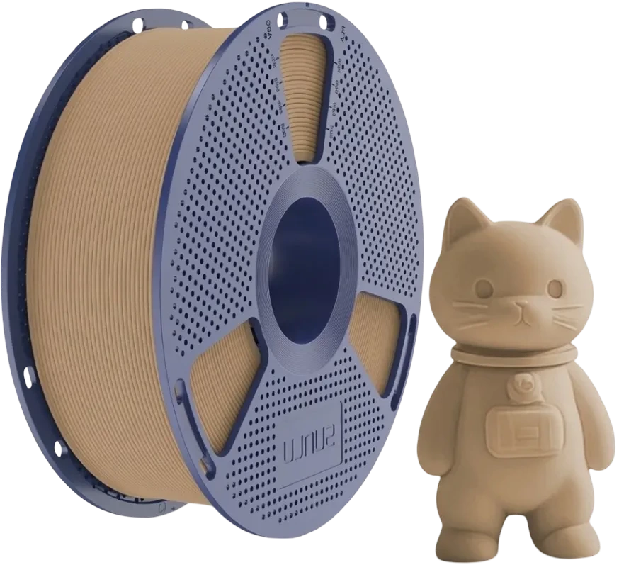 Filament Sunlu PLA Matte Oak 1kg – matowy filament PLA zapewniający estetyczne wydruki 3D o gładkiej powierzchni i dobrze widocznych detalach modeli.
