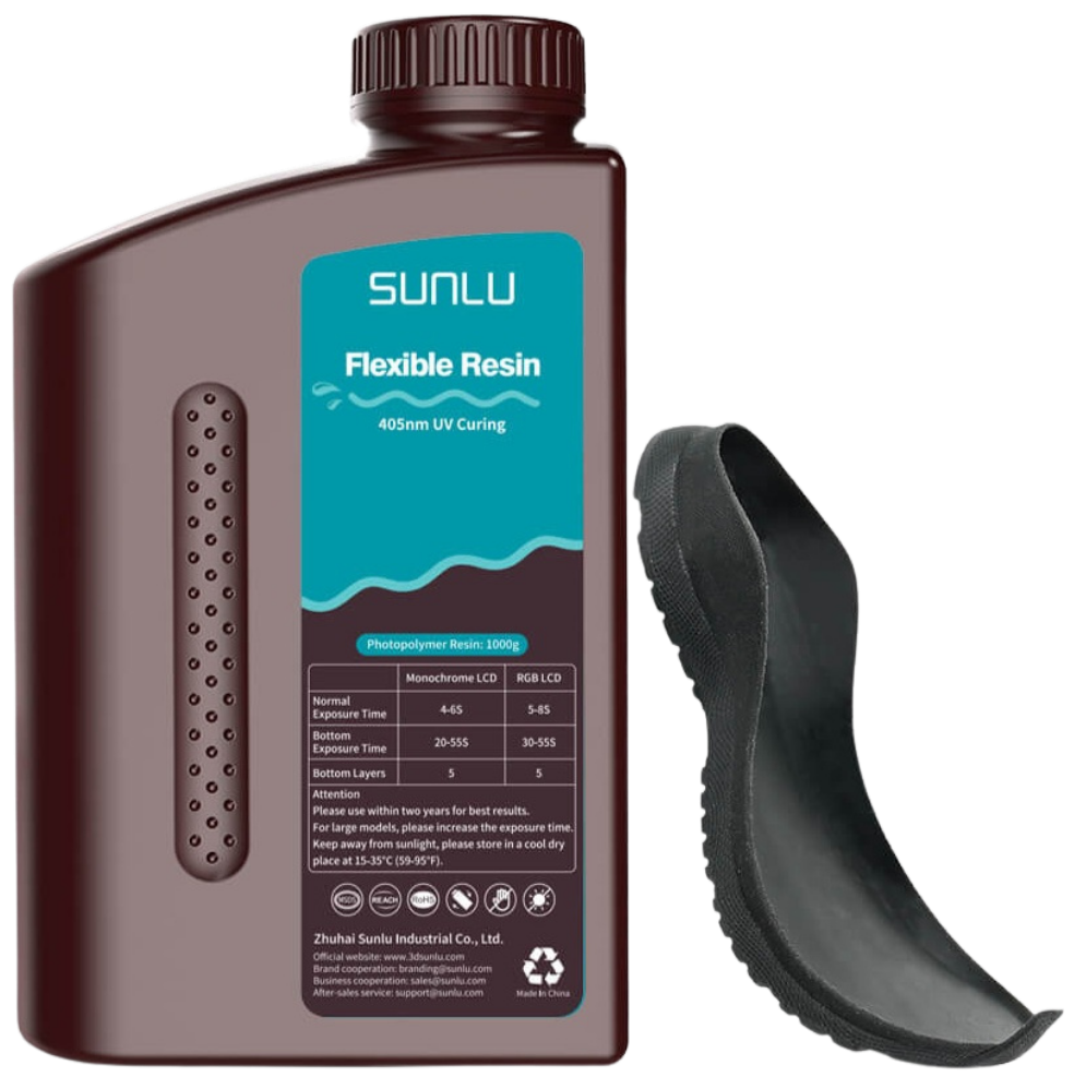 Żywica Sunlu Flexible Black 1kg z przykładowym modelem