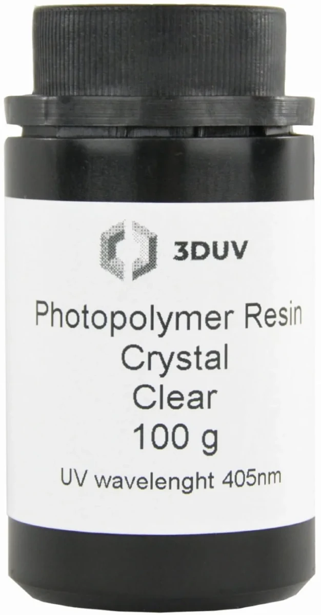 Żywica 3DUV Crystal Clear 0,1 kg - przezroczysta żywica UV do precyzyjnego druku modeli 3D