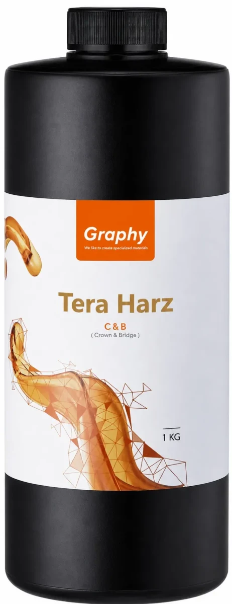 Żywica UV Graphy BR 23-5 C&B A2 1 kg do drukarki 3D – biokompatybilny materiał stomatologiczny przeznaczony do wykonywania koron, mostów i uzupełnień protetycznych.