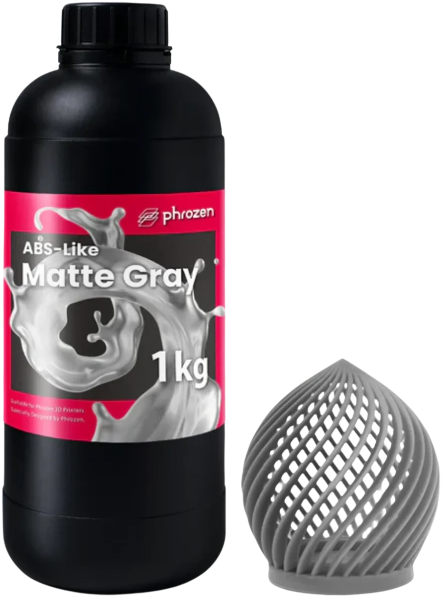 Żywica UV Phrozen ABS-Like Matte Grey 1 kg do drukarki 3D – wytrzymały materiał o niskim skurczu do precyzyjnych modeli, prototypów i elementów technicznych.