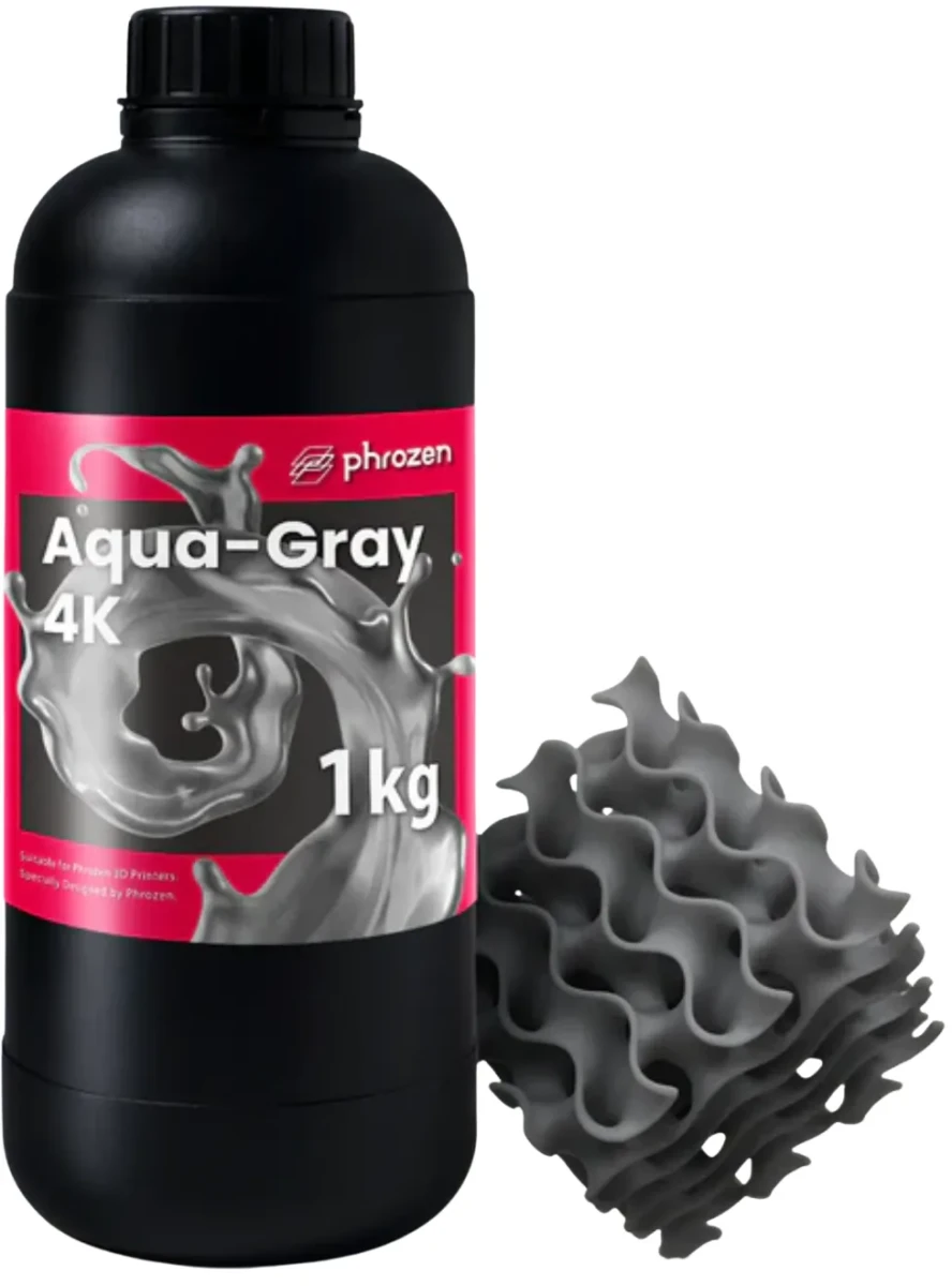 Żywica UV Phrozen Aqua Grey 4K 1 kg do drukarki 3D – szara żywica fotopolimerowa do precyzyjnych modeli, figurek, prototypów i szczegółowych wydruków.