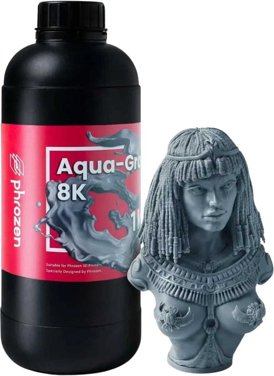 Żywica Phrozen Aqua Grey 8K Grey 1 kg – materiał o twardości 85 D Shore’a i wytrzymałości na rozciąganie 43,17 MPa do precyzyjnego druku 3D.