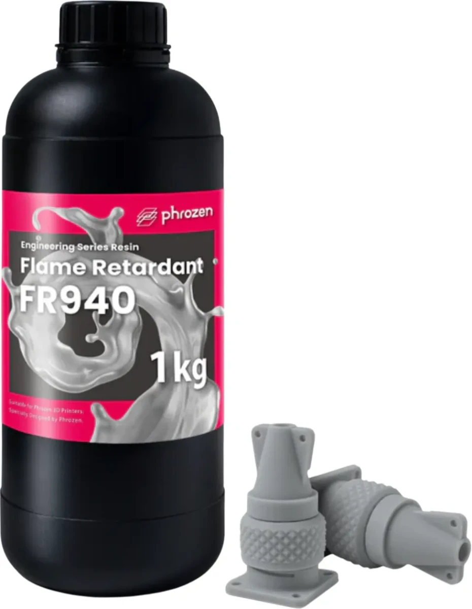 Żywica UV Phrozen Flame FR940 Grey 1 kg do drukarki 3D – specjalistyczna trudnopalna żywica przemysłowa do funkcjonalnych i technicznych wydruków 3D.