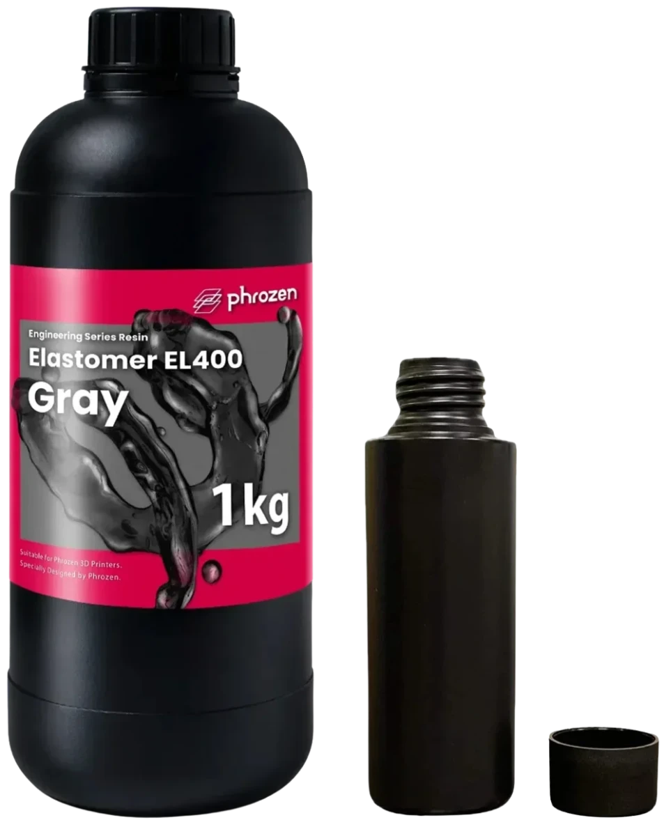 Żywica UV Phrozen Elastomer EL400 Grey 0,1 kg 0,1 l – elastyczna, gumopodobna żywica do drukowania funkcjonalnych i odkształcalnych elementów 3D.