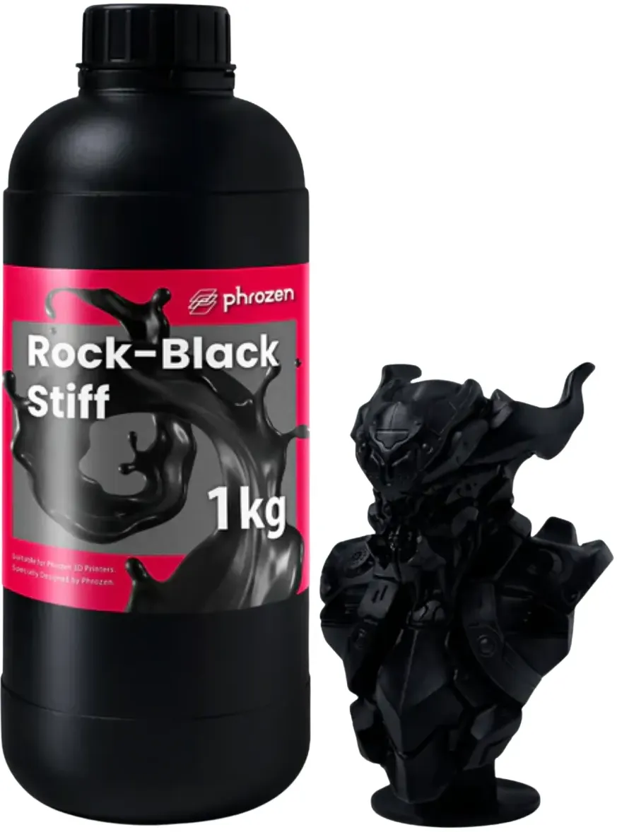 Żywica UV Phrozen Stiff Rock Black 1kg 1l – techniczna czarna żywica do sztywnych, precyzyjnych i wytrzymałych elementów 3D.