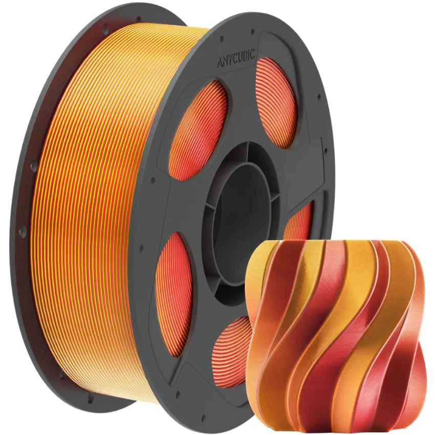 Filament Anycubic PLA Silk Dual-Color Red-Gold 1kg - Zachwycający wygląd zaraz po wydruku