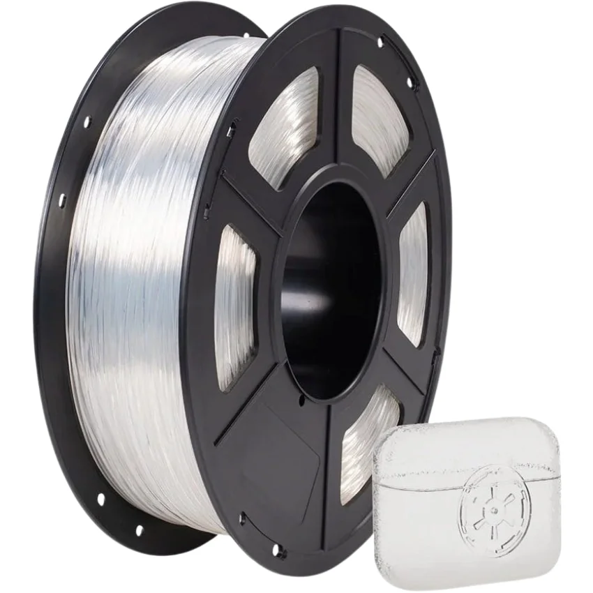 Filament Anycubic TPU Clear 1kg – zbliżenie szpuli, sprężysty materiał do elastycznych elementów i części użytkowych 3D.