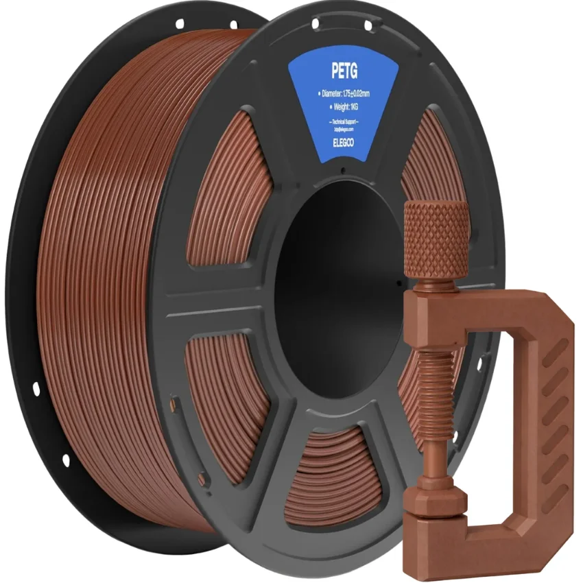Filament Elegoo PETG Brown 1kg nowoczesny materiał do druku 3D, który oferuje doskonałą równowagę pomiędzy wytrzymałością, elastycznością i łatwością użytkowania.