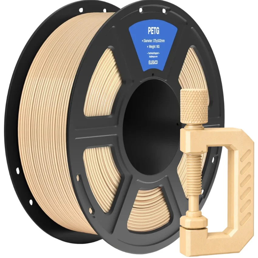 Filament Elegoo PETG Beige 1kg nowoczesny materiał do druku 3D, który oferuje doskonałą równowagę pomiędzy wytrzymałością, elastycznością i łatwością użytkowania.