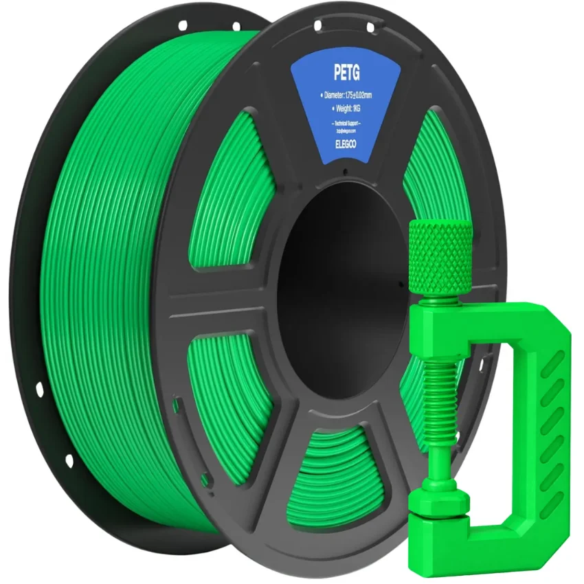 Filament Elegoo PETG Green 1kg nowoczesny materiał do druku 3D, który oferuje doskonałą równowagę pomiędzy wytrzymałością, elastycznością i łatwością użytkowania