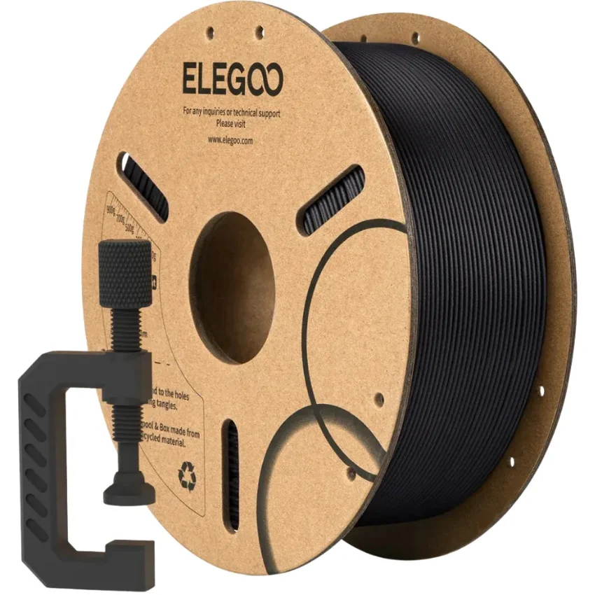 Filament Elegoo PLA-CF Carbon Fiber Black 1kg Wysoka dokładność wymiarowa – idealny do części wymagających precyzyjnego dopasowania.