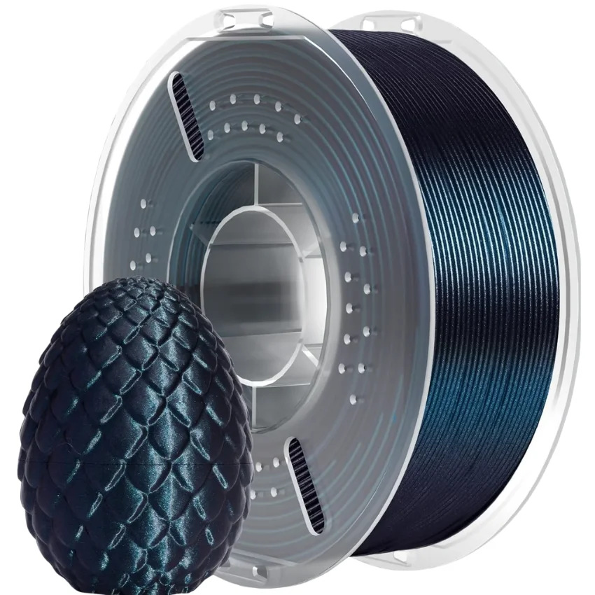 Filament Elegoo PLA Galaxy Black 1kg - czarny materiał z drobinkami brokatu tworzący błyszczące, efektowne wykończenie powierzchni.