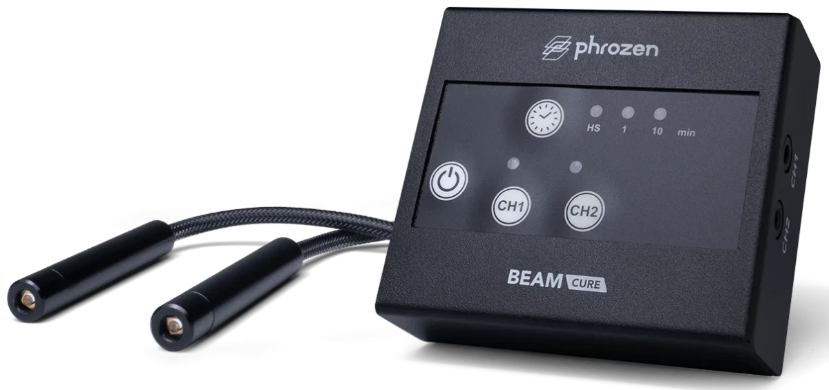 Phrozen Cure Beam – zestaw dwóch kompaktowych lamp UV 405 nm do punktowego utwardzania żywicy fotopolimerowej, naprawiania ubytków i obróbki wydruków 3D.