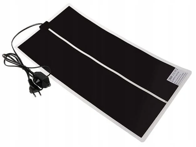 Mata grzewcza do drukarek 3D UV 530 × 280 mm – elastyczny podgrzewacz do żywicy o mocy 28 W z wbudowanym termostatem i maksymalną temperaturą 36°C.
