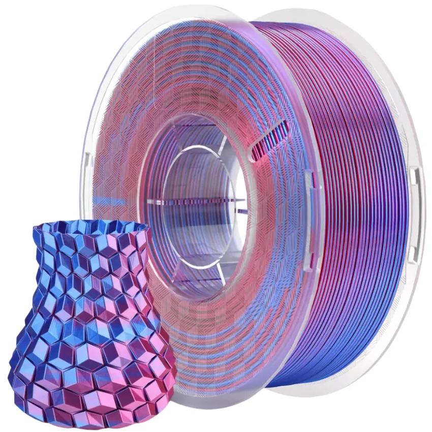 Elegoo PLA Silk Niebiesko-Fioletowy 1kg - wysokiej jakości filament FDM do drukarek 3D, zapewniający trwałe wydruki z połyskiem i doskonałą szczegółowością.