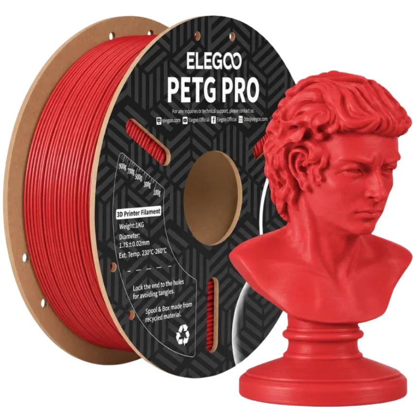 Filament Elegoo PETG Pro Red 1kg Wyjątkowa odporność i trwałość