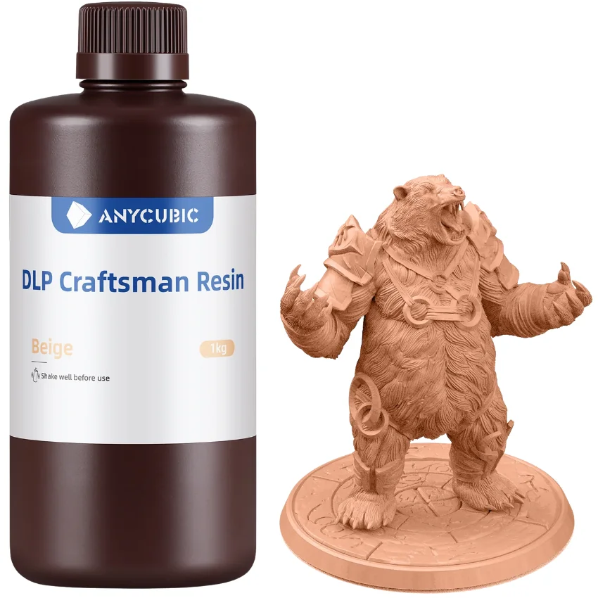 Żywica Anycubic DLP Craftsman Beige Beżowa 1kg 1l z figurką 3D - 3DUV.pl