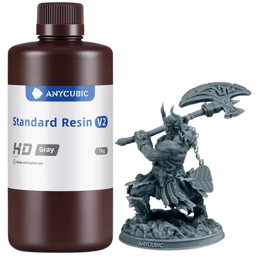 Żywica-UV-do-drukarki-3D-Anycubic-Standard-V2-HD-Grey-Gray-Szara-1kg-Z-Figurką-3D-3DUV.webp