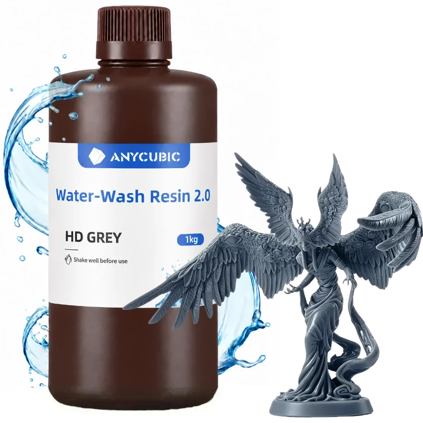 Anycubic Water Washable 2.0 HD Grey 1kg - Łatwe czyszczenie wodą