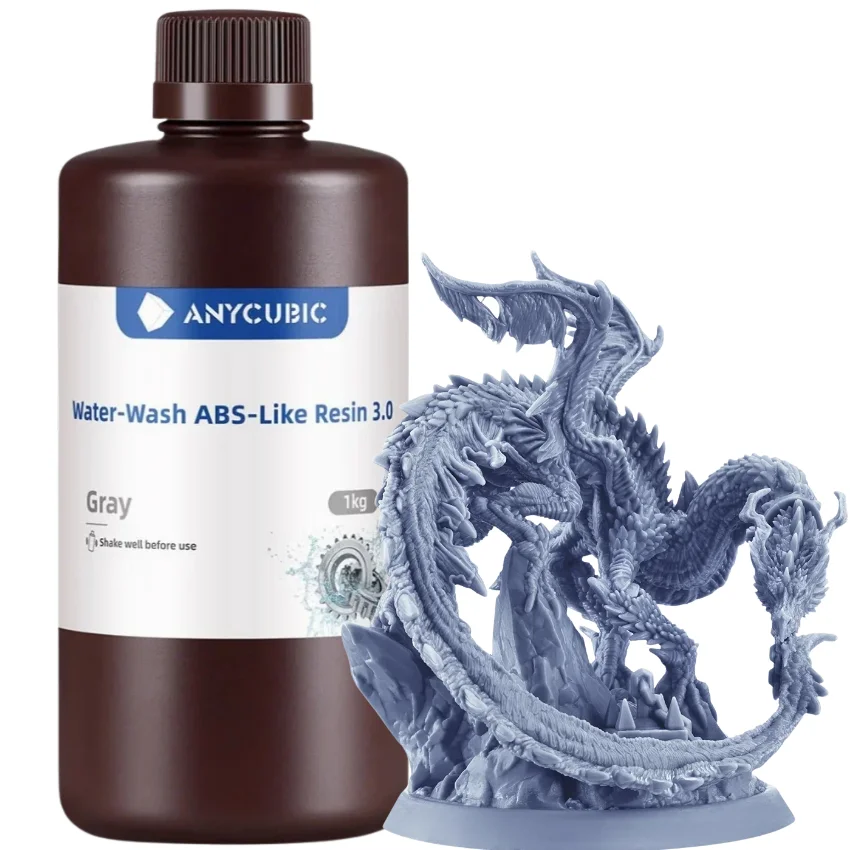 Anycubic Water-Washable ABS-Like 3.0 Grey oraz model wydrukowany