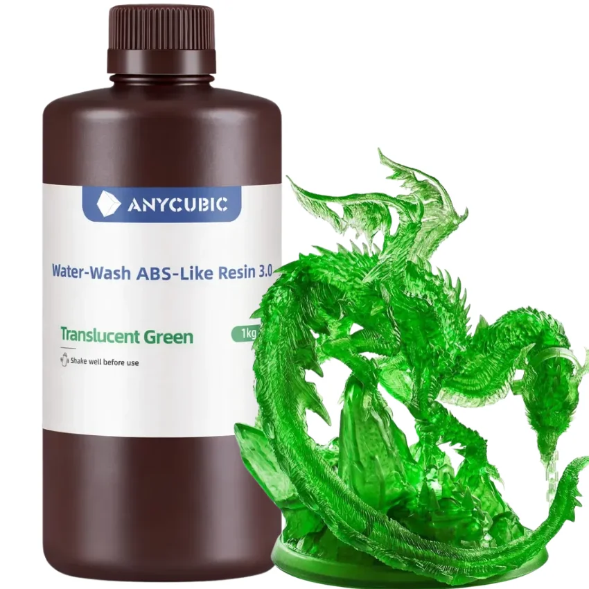 Anycubic Water-Washable ABS-Like 3.0 Translucent Green 1kg Niski skurcz i wysoka precyzja