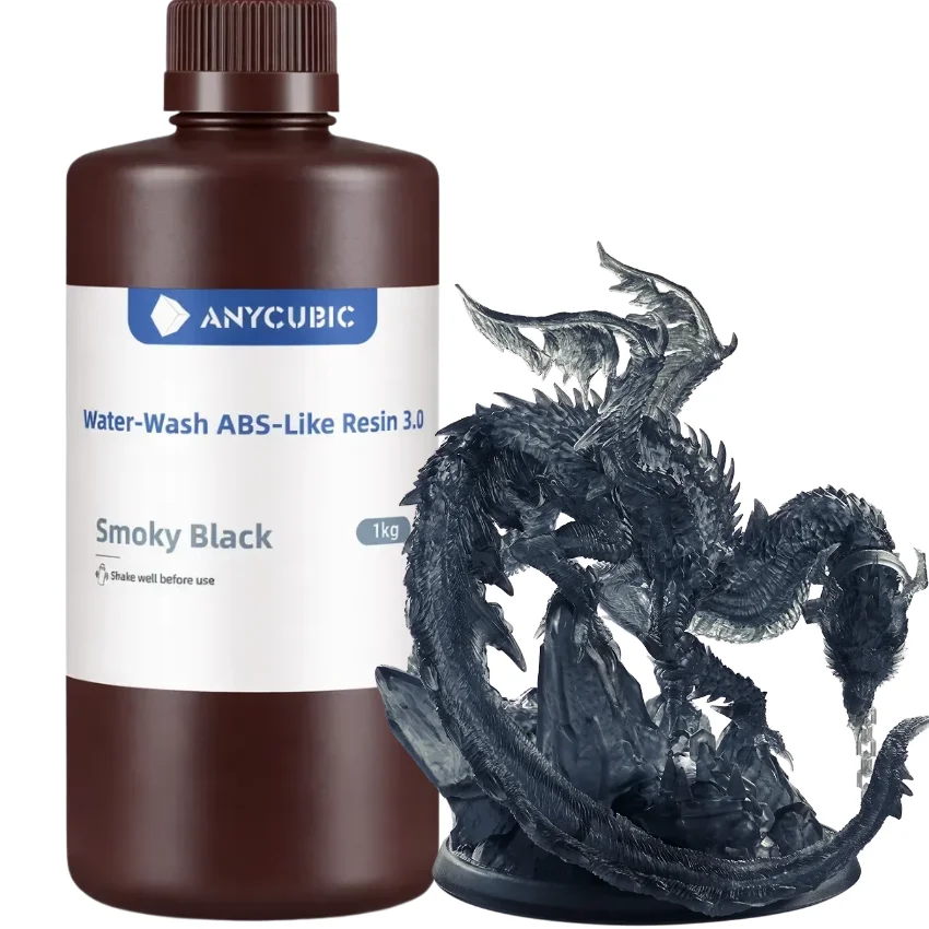 Anycubic Water-Washable ABS-Like 3.0 Smoky Black 1kg Niski skurcz i wysoka precyzja