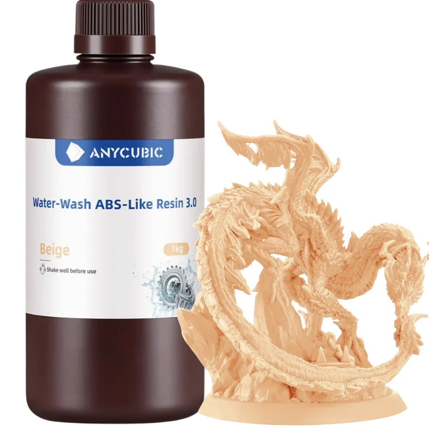 Anycubic Water-Washable ABS-Like 3.0 Beige oraz model wydrukowany