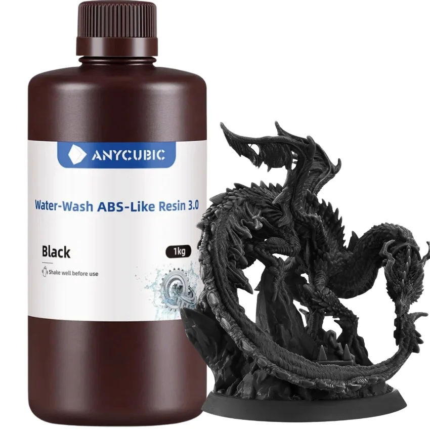 Anycubic Water-Washable ABS-Like 3.0 Black oraz model wydrukowany